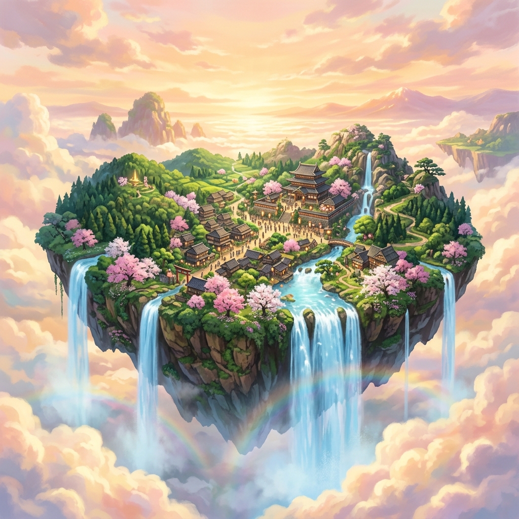 Fantasy floating island AI-generated image — Text to Image example